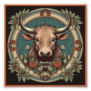 Creëer Uw eigen Art Nouveau Taurus Zodiac Foto Afdruk