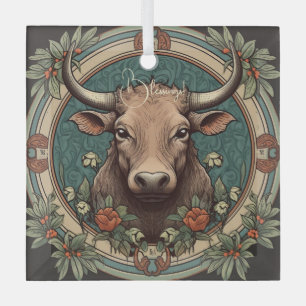 Creëer Uw eigen Art Nouveau Taurus Zodiac Glas Ornament