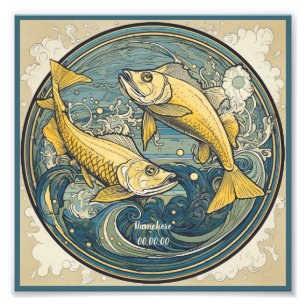 Creëer Uw eigen Art Nouveau Vissen Zodiac Foto Afdruk