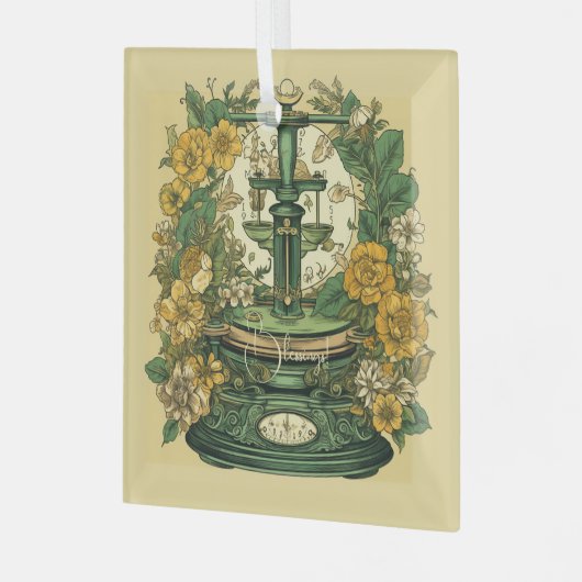 Creëer Uw eigen Art Nouveau Weegschaal Zodiac Glas Ornament (Voorkant links)