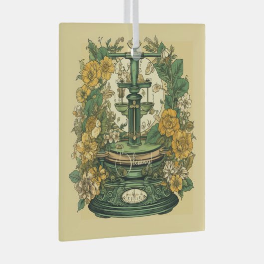 Creëer Uw eigen Art Nouveau Weegschaal Zodiac Glas Ornament (Voorkant Rechts)