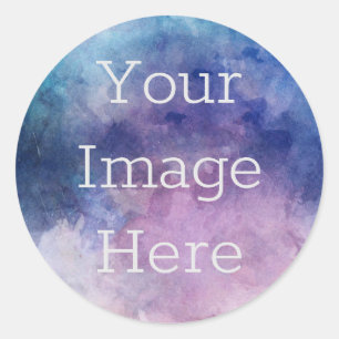 Creëer Uw eigen blauw + Paarse Moody Waterverf Ronde Sticker