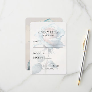 Creëer Uw eigen blauw  Waterverf Roos RSVP Kaartje