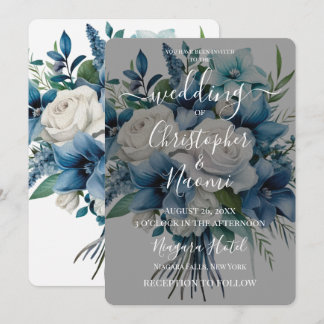 Creëer uw eigen blauw wit bloemenboeket kaart