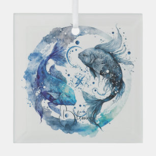 Creëer Uw eigen Blauwe & Blauwgroen Vissen Zodiac Glas Ornament
