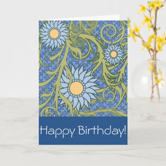 Creëer uw eigen blauwe en gele bloemenverjaardag kaart (Gele Bloem)