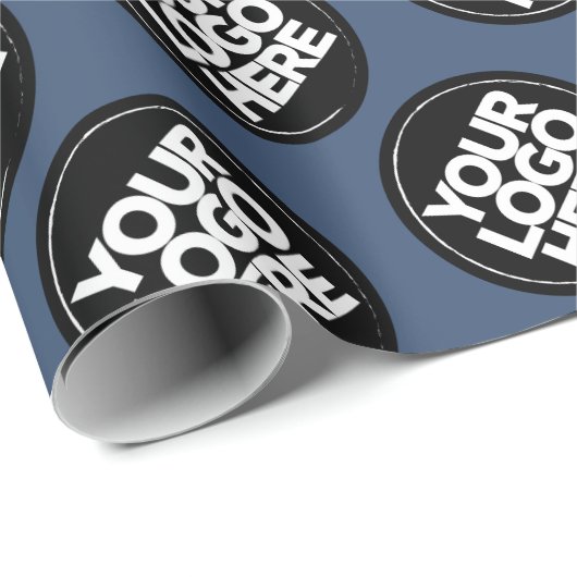 Creëer uw eigen blauwe herhalende Logo achtergrond Cadeaupapier (Rol Hoek)