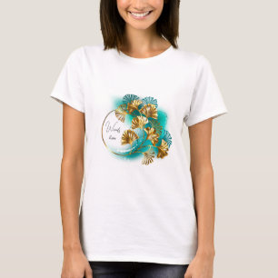 Creëer Uw eigen Blauwgroen & groene ginkgo bladere T-shirt