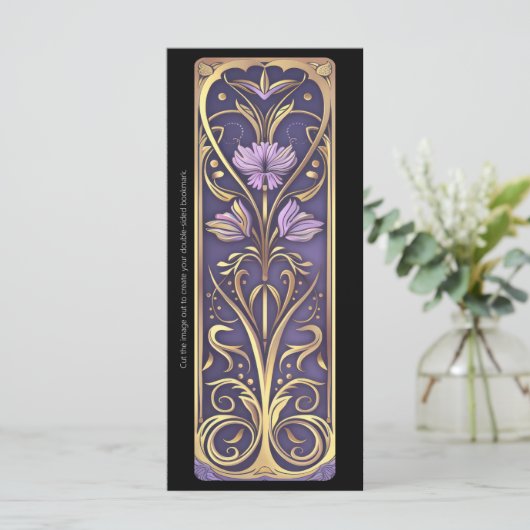 Creëer Uw eigen Bloemen Golden Art Deco Bladwijzer (Staand voorkant)