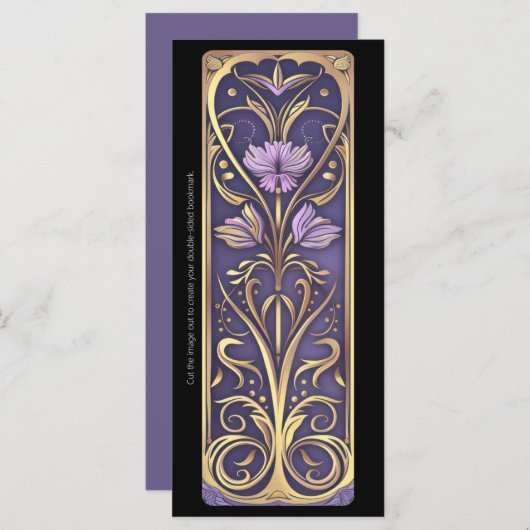 Creëer Uw eigen Bloemen Golden Art Deco Bladwijzer (Voorkant / Achterkant)