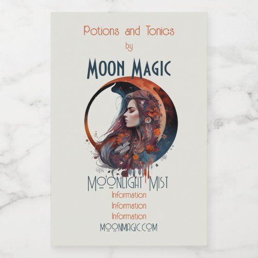 Creëer uw eigen bloemenboho herfstmaan wijn etiket (Enkel label)