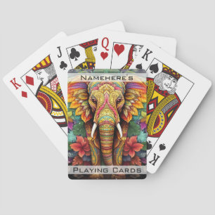 Creëer Uw eigen bloemenolifant Oerwoud Pokerkaarten