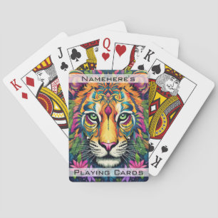 Creëer Uw eigen bloementribale tijger Pokerkaarten