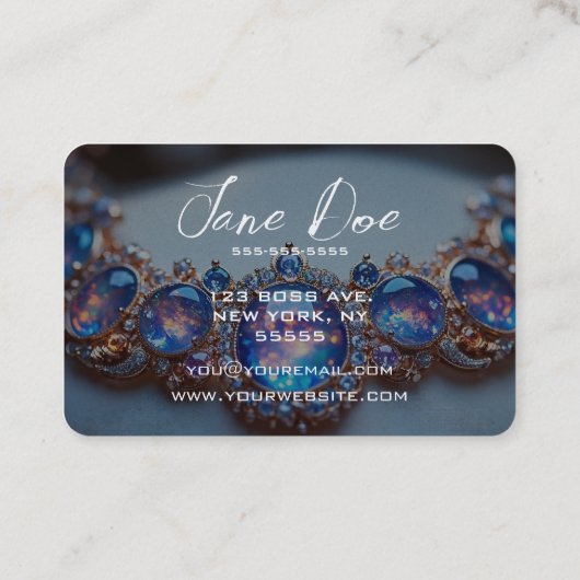 Creëer uw eigen Blue Opal Ketting Visitekaartje (Achterkant)