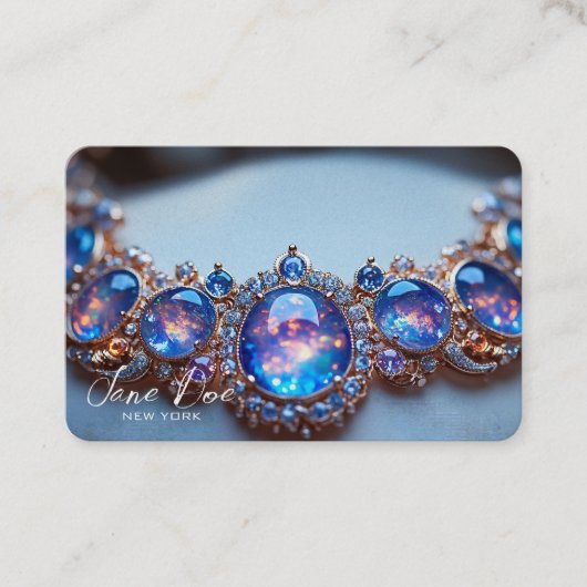 Creëer uw eigen Blue Opal Ketting Visitekaartje (Voorkant)