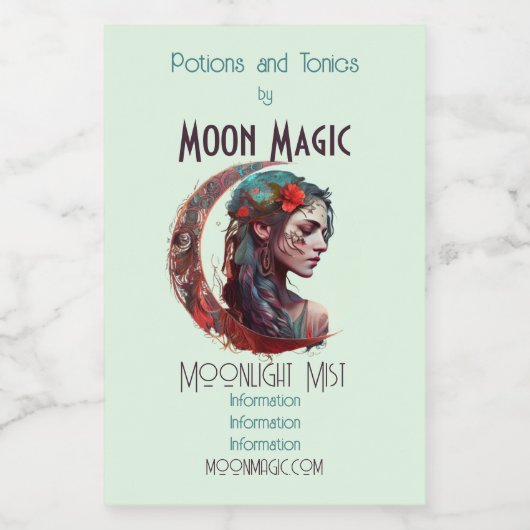 Creëer Uw Eigen Boho Halve Maan Godin Wijn Etiket (Enkel label)