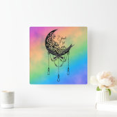 Creëer Uw eigen Boho Leafy Moon Silhouet Vierkante Klok (Huis)