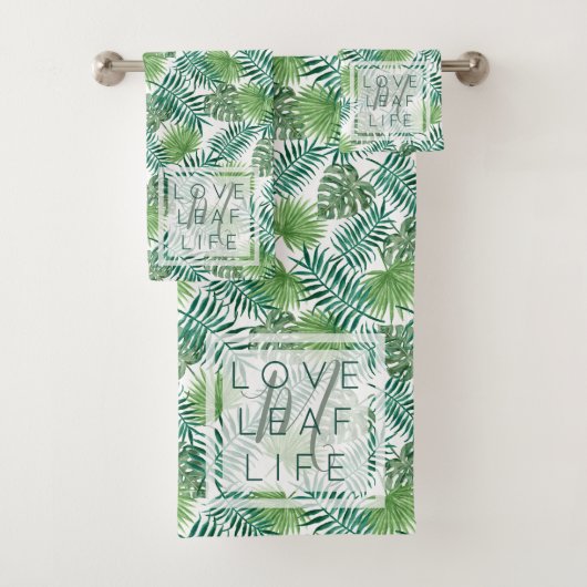 Creëer uw eigen botanische lederen patroonmonogram bad handdoek (Insitu)