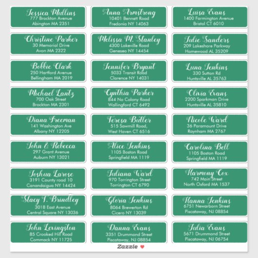 Creëer Uw eigen bruiloft Gast Adres Groen Sticker (Vel)