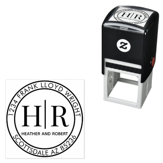 Creëer Uw Eigen Bruiloft Monogram Retouradres Zelfinktende Stempel (In situ)