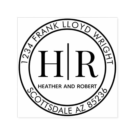 Creëer Uw Eigen Bruiloft Monogram Retouradres Zelfinktende Stempel (Design)