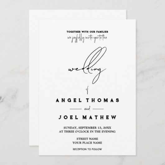 Creëer uw eigen bruiloft uitnodiging Kaart (Voorkant / Achterkant)