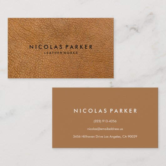 Creëer Uw eigen bruin leder Visitekaartje (Voorkant / Achterkant)