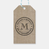 Creëer Uw Eigen Burlap Retro Logo Monogram Cadeaulabel (Achterkant)