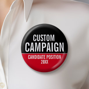 Creëer Uw eigen Campagne Gear - Rood en Zwart Ronde Button 5,7 Cm