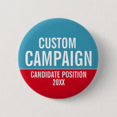 Creëer Uw eigen campagnetoestel - Rood en Blauwgro Ronde Button 5,7 Cm (Voorkant)
