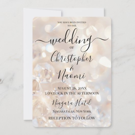 Creëer uw eigen champagnekristallen bruiloft kaart (Voorkant)