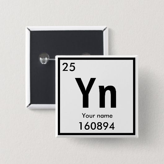 Creëer uw eigen chemische element Square Button (Voorkant /achterkant)
