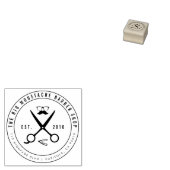 Creëer Uw eigen Circulaire Hipster Kapper Shop Log Rubberstempel (Gestempeld)
