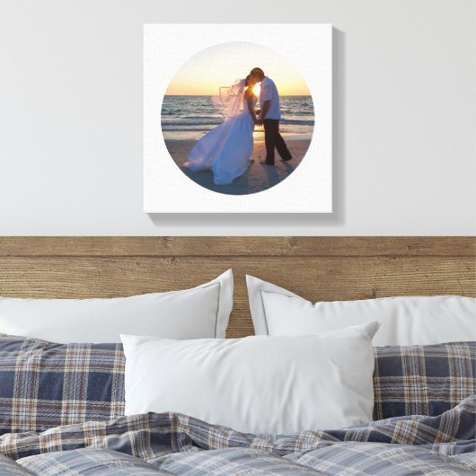 Creëer Uw Eigen Cirkelvorm Huwelijksfoto Canvas Afdruk (Insitu (Slaapkamer))