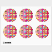 Creëer Uw eigen Cupcake Monogram Delicious behande Ronde Sticker (Vel)