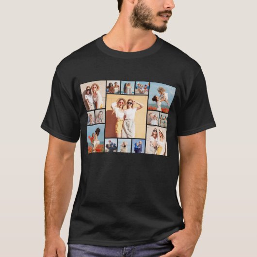 Creëer Uw Eigen Custom 15 Fotocollage Unisex T-shirt (Voorkant)