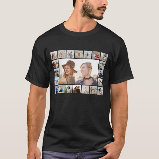 Creëer Uw Eigen Custom 21 Fotocollage Unisex T-shirt (Voorkant)