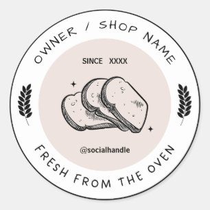 Creëer uw eigen Custom Bakery Fresh uit de oven Ronde Sticker