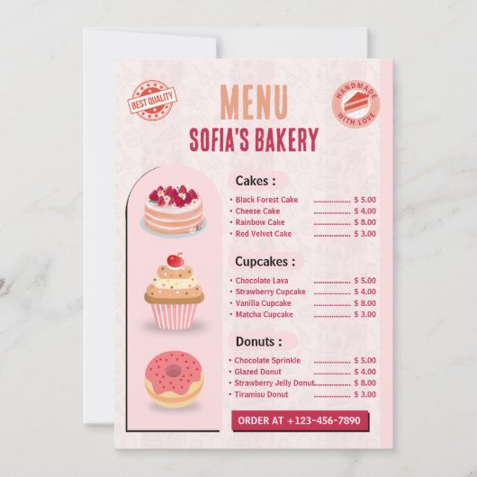 Creëer uw eigen Custom Bakery Menu Kaart Sjabloon (Voorkant)