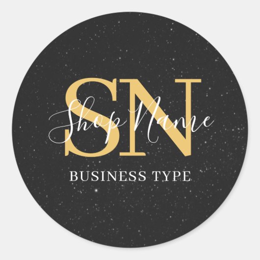 Creëer uw eigen Custom Business Initialen Promotie Ronde Sticker (Voorkant)
