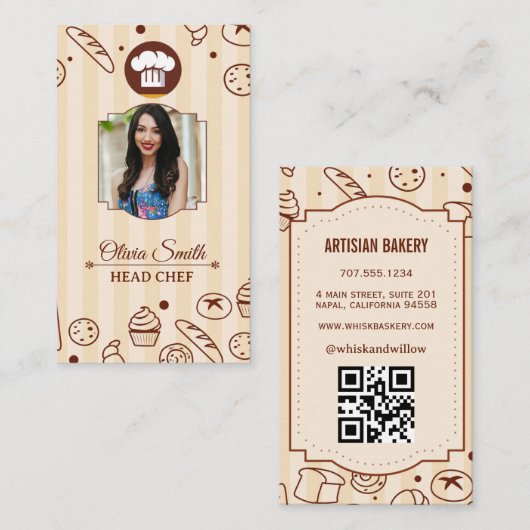 Creëer uw eigen Custom Photo Bakery Chef Visitekaartje (Voorkant / Achterkant)