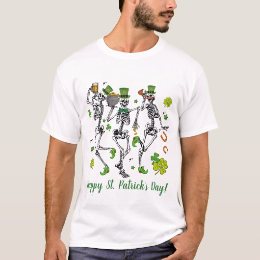 Creëer Uw eigen dansskeletten St Patrick's Day T-shirt (Voorkant)