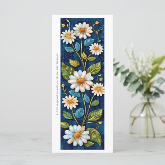 Creëer Uw Eigen Denim Daisies Bladwijzer Kaart (Staand voorkant)