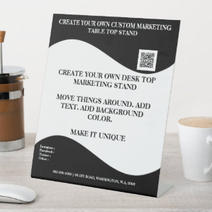 Creëer uw eigen desktop kantoor marketing stand reclamebord met voetstuk
