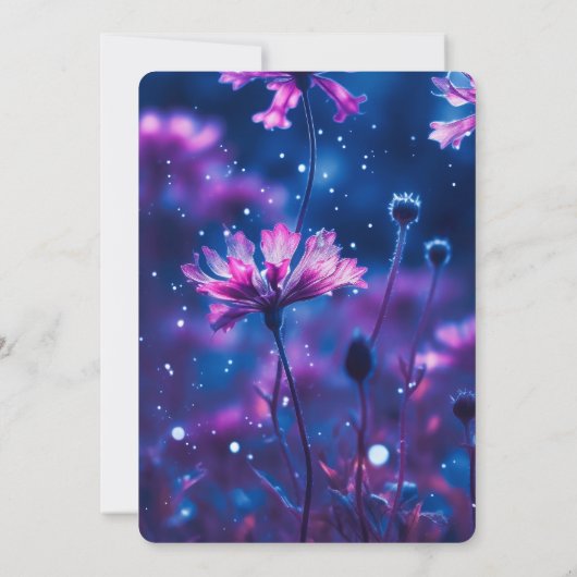 Creëer uw eigen donkerblauwe en roze bloemen bruil kaart (Achterkant)