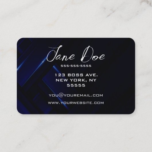 Creëer uw eigen donkerblauwe weefsel visitekaartje (Achterkant)