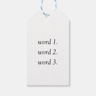 Creëer Uw eigen doordachte tekst in drie woorden Cadeaulabel
