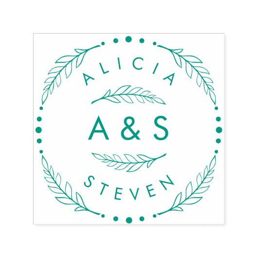 Creëer Uw Eigen Douane Moderne HuwelijksInitialen Zelfinktende Stempel (Design)