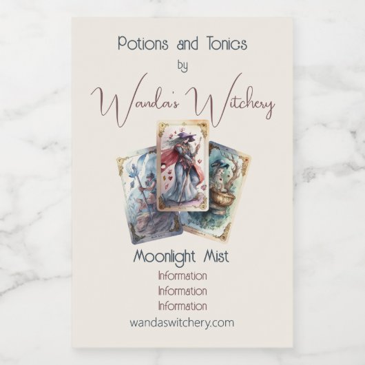 Creëer uw eigen drie Tarot Kaarten Wijn Etiket (Enkel label)