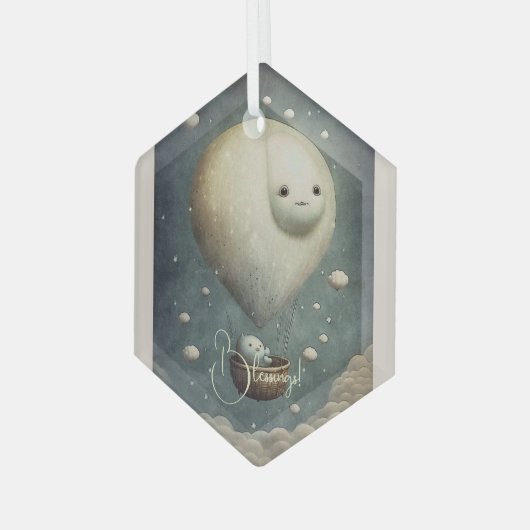 Creëer Uw eigen dromerige heteluchtballonrit Glas Ornament (Voorkant links)